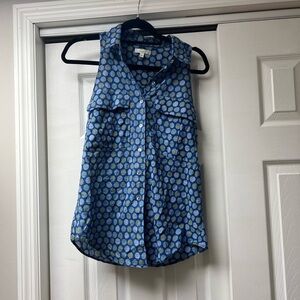 Porridge Stylish Blue Patterned Sleeveless Top